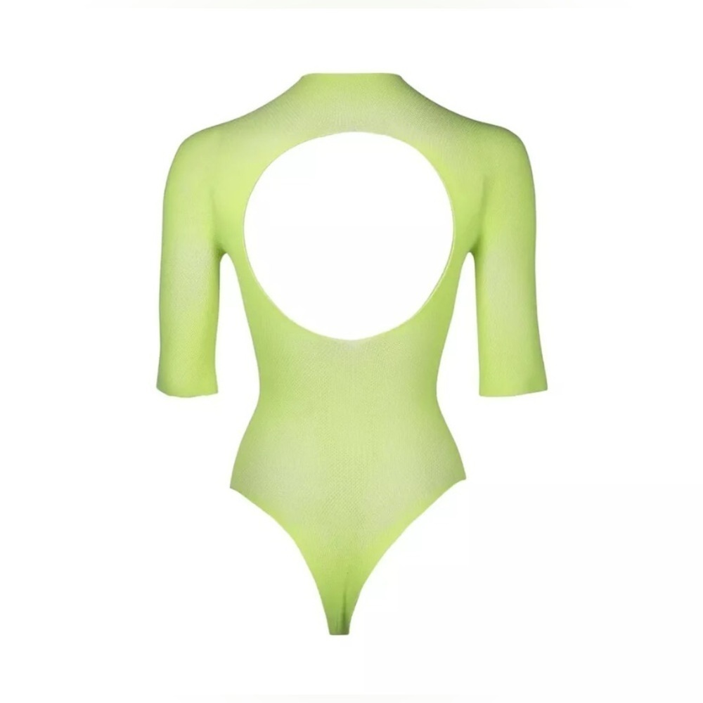 🦋B2G1🦋LE DÉSIR Bliss Short Sleeve Neon Green Fishnet Teddy | ONE SIZE | - Picture 6 of 8